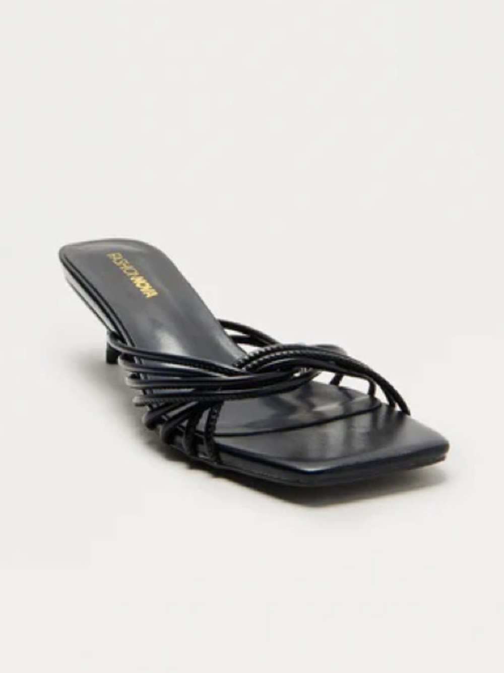 Fashion Nova Black Strappy Square-Toe Mule